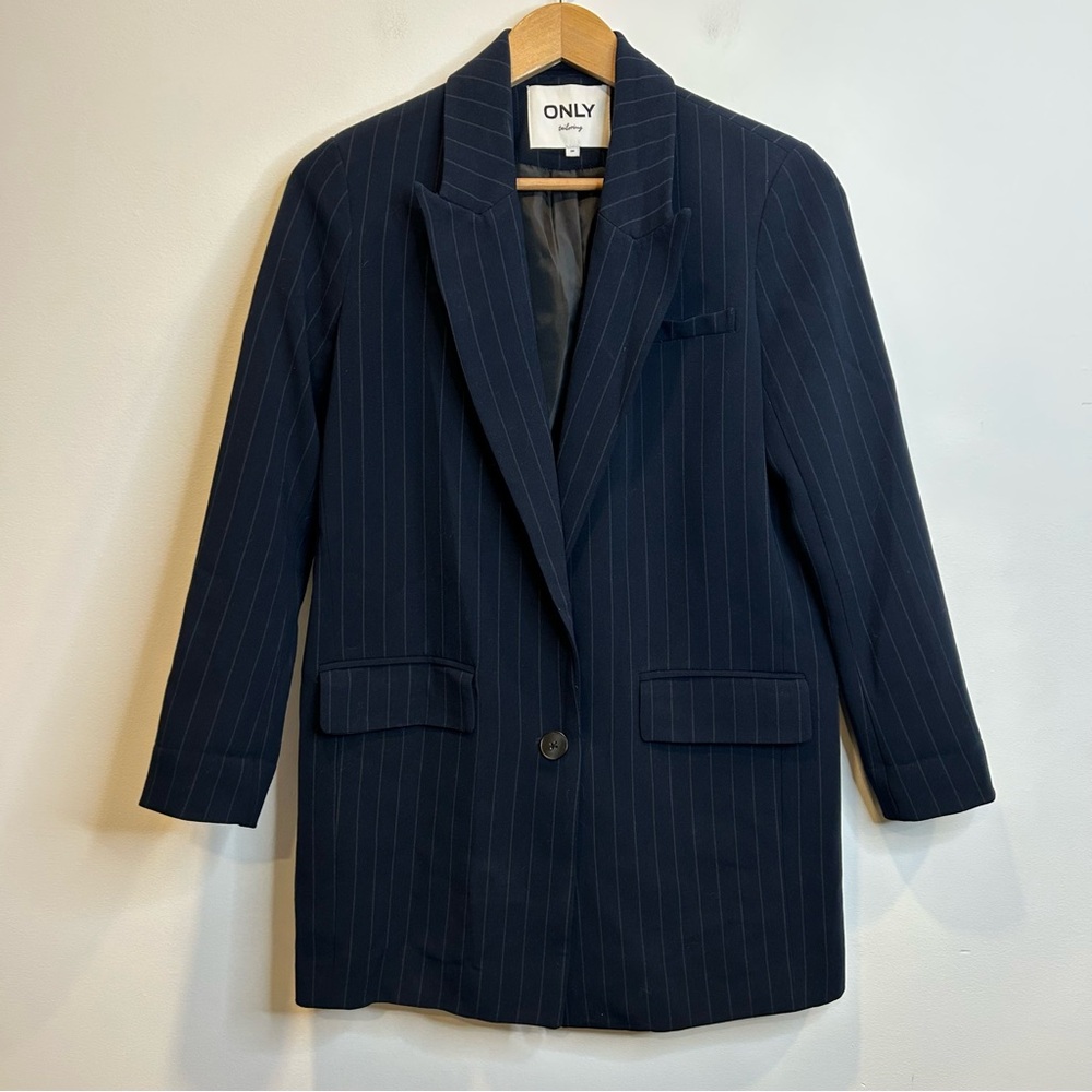 Only Onlhayden Oversized Long Sleeve Striped Blazer Navy Blue